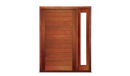 horizontal plank pivot: single door + sidelight on right