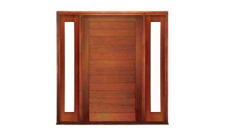 horizontal plank pivot: single door +  two sidelights