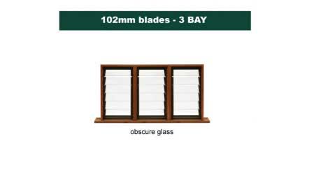 102 mm blades  1286 mm width  NFP frost glass louvre: triple gallery