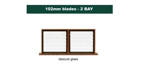 102 mm blades  1768 mm width  NFP frost glass louvre: twin gallery