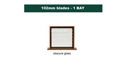 102 mm blades  900 mm width  NFP frost glass louvre: single gallery