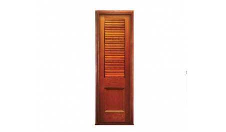 panelled fixed blade storm shutter: door in frame