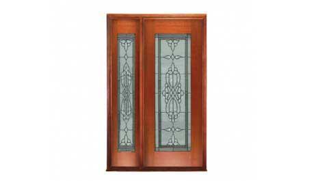 regent leadlight: single door + sidelight on left