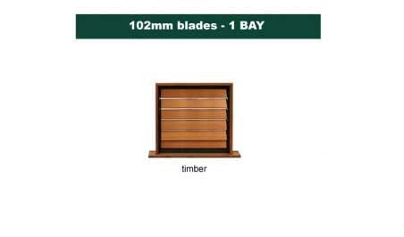 102 mm blades  900 mm width  timber louvre: single gallery