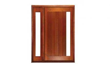 vertical plank glazed pivot: single door + sidelight on left